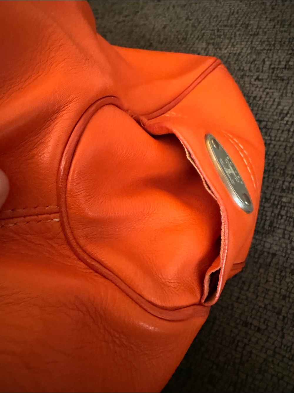 Authentic Vintage Celine Orange Leather Satchel Handbag - Picture 5 of 9